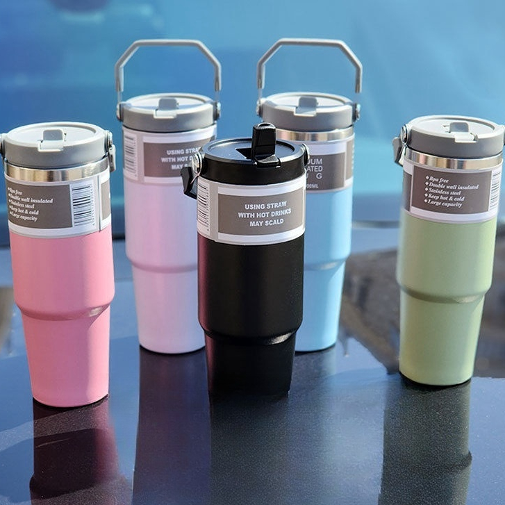 Garrafa Térmica Com Alça Flip Tumbl Aço Inoxidavel Isolamento Térmica 600ML/900ML