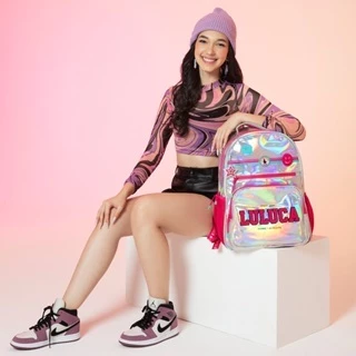 Mochila de Costas Luluca - Estojo Luluca - Lancheira Luluca Holográfica Original Clio Style - Não é Kit.