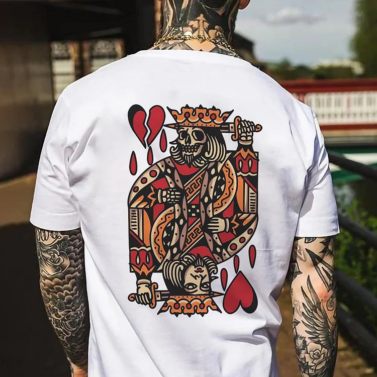 Camiseta T-shirt Unissex Algodão Rei Rainha Cartas Old School