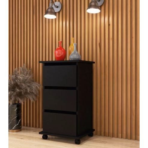 Gaveteiro Carrinho Auxiliar Organizador 62cm 3 Gavetas