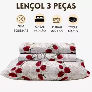 JOGO DE LENÇOL CASAL 3 Peças