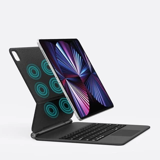 Capa Teclado Estilo Magic Keyboard para iPad Pro 11/13 (2024) e 12.9 – Design Premium