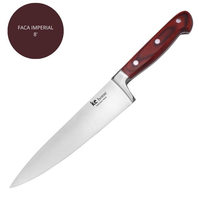 Faca De Chef Inox Profissional Cabo Madeira Luxo | Shopee Brasil