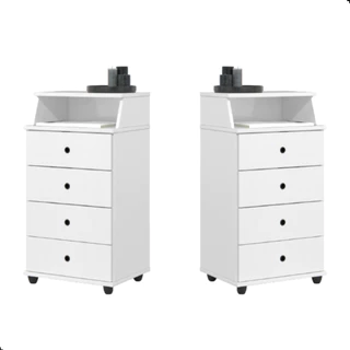 Kit Mesinha Cabeceira Luxo New II EJ Novo Decorativo 4 Gav