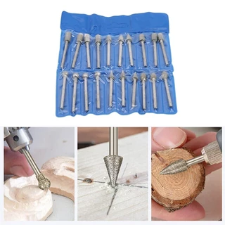 Kit 20 Pontas Diamantadas Micro Retíficas Haste 3mm Cabeça 6mm Dremax