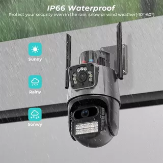 Câmera de Segurança 2 em 1 Onvif, Camera Fixa + Móvel, Zoom, Visão Noturna e Resistente a Água (Chuva, Sol e Poeira) 6MP