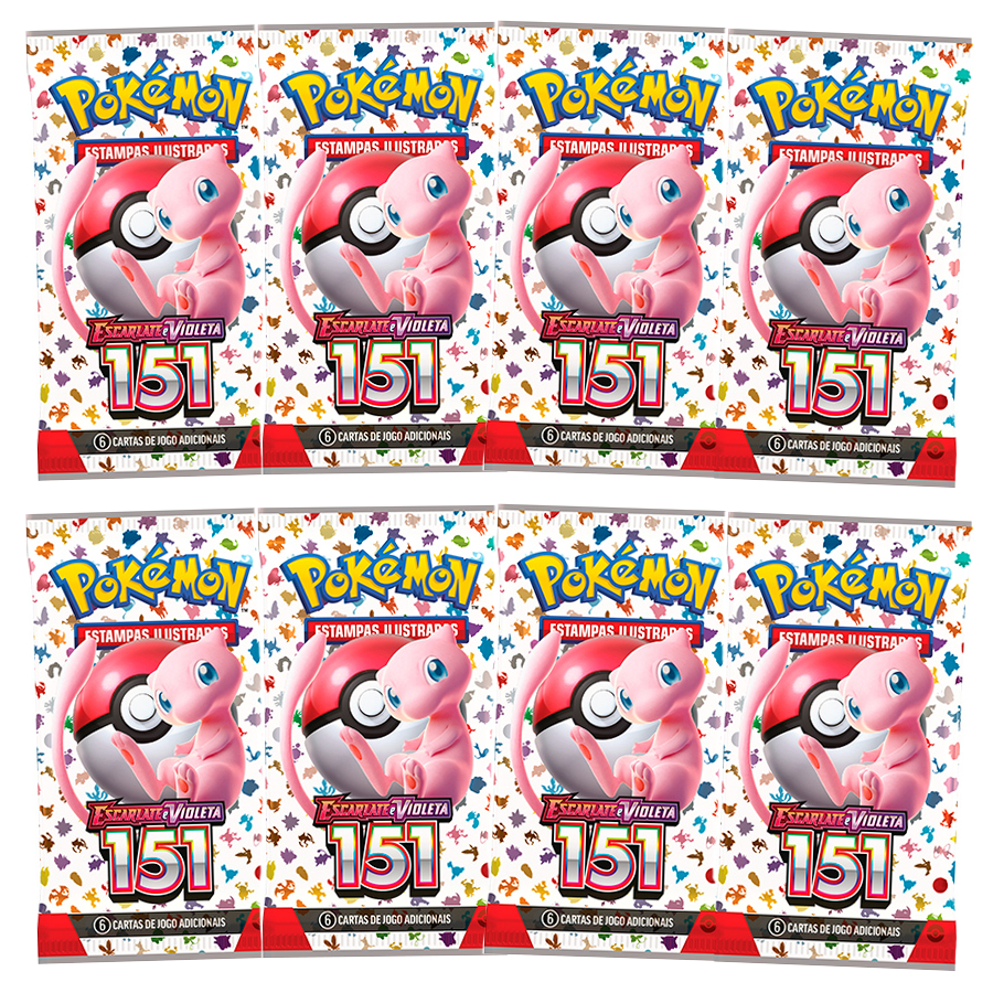 Kit 08 Pacotes Booster Pokémon Escarlate e Violeta 151