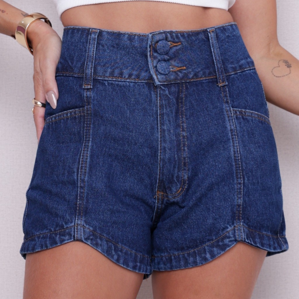 Short jeans 2 botão encapado novo