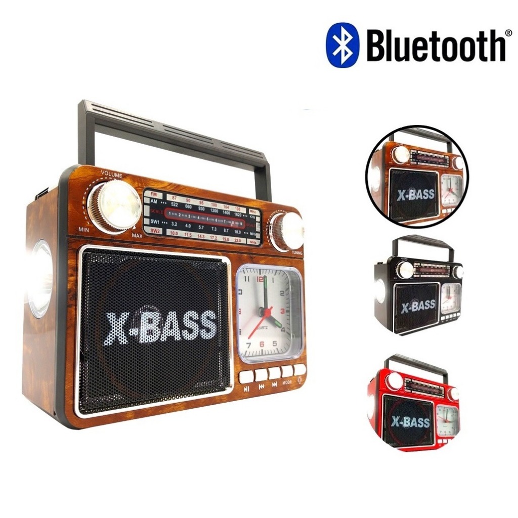 Rádio Portátil Bluetooth Am Fm Sw Usb Cartão Sd Mp3 Lanterna