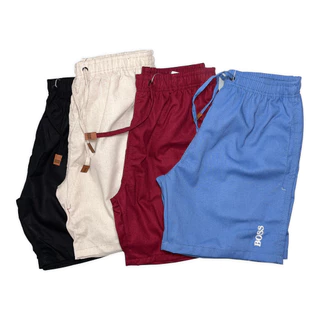 Calção Short Masculino Listrado Mauricinho Moda Praia Linho Tactel