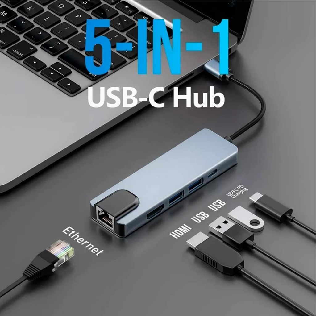 Adaptador Thunderbolt Tipo C Usb C Hub 5 Em 1 Tipo C Para Hdmi 4K Usb 3 ...