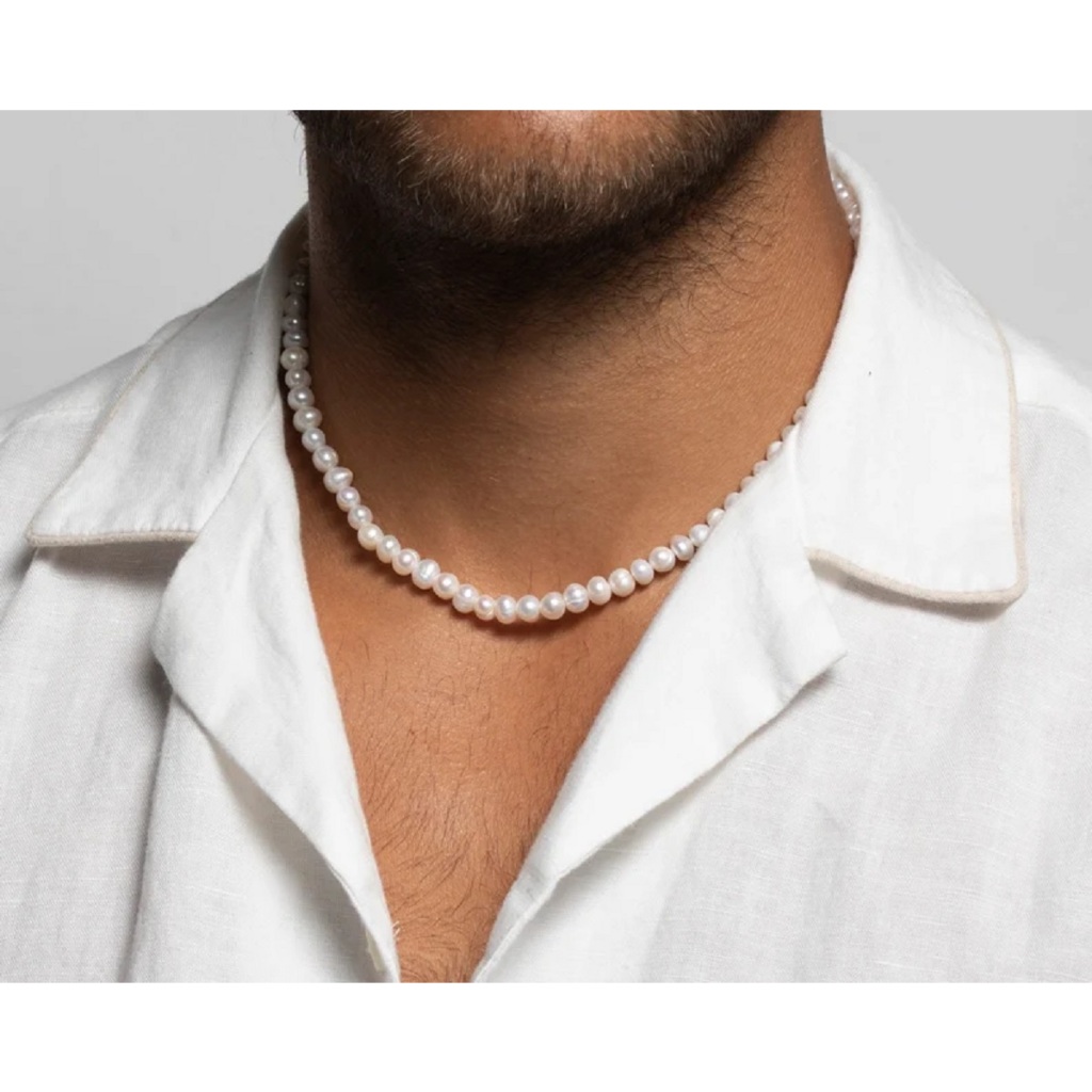 Colar De Pérola Masculino 6mm Com Fecho Em Aço Inox | Shopee Brasil