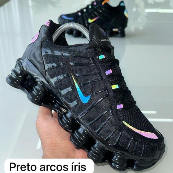 Tênis shox doze 12 mola refletivo tradicional arco-iris camaleão vagalume em promoção imperdivel!