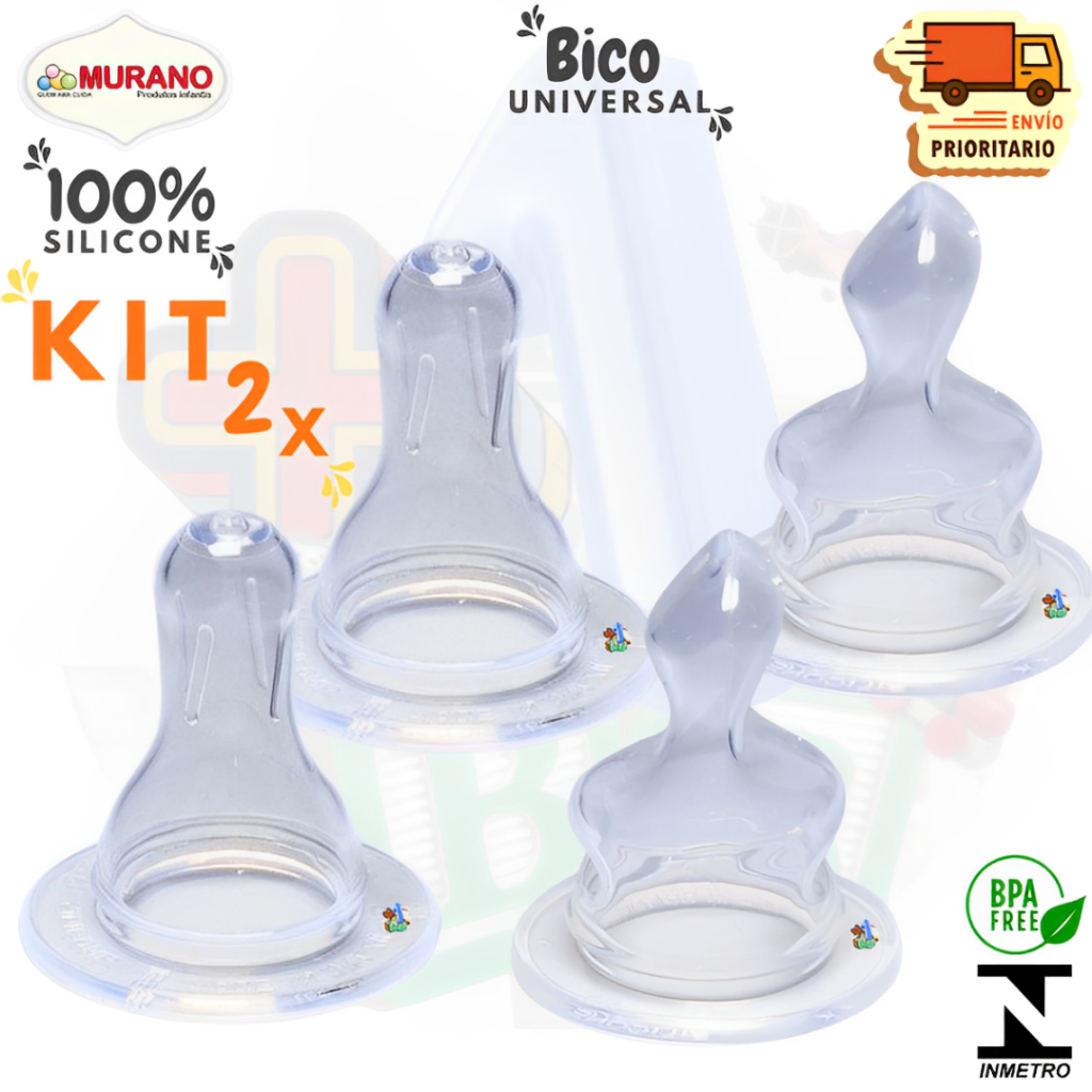 Kit Bico de Mamadeira Universal Redondo e Ortodôntico 100% Silicone ...