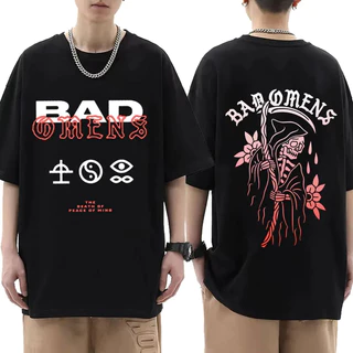 Camiseta Unissex Bad Omens Confortável Blusa Algodão Simples Banda Metalcore