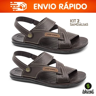 Kit 2 Sandálias Danper Originais Masculino Macio Confortável Marrom + Nota Fiscal
