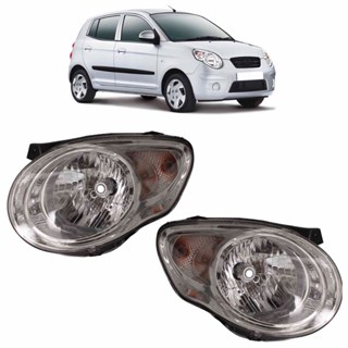 Farol Dianteiro Picanto 2009 2010 2011 Máscara Cromada Lente Lisa Acrilico