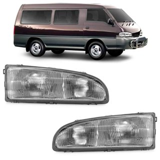 Farol Dianteiro H100 1997 1998 1999 2000 2001 2002 2003 Máscara Cromada Lente Estriada Vidro