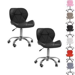 Kit 02 Cadeiras Office Eiffel Slim Ajustável Base Giratória