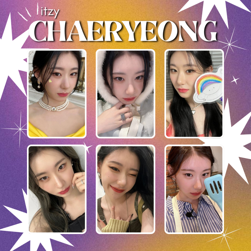 ITZY - Chaeryeong, set 6 Photocards Fanmade frente e verso ITZY - Chaeryeong, set 6 Photocards Fanmade frente e verso