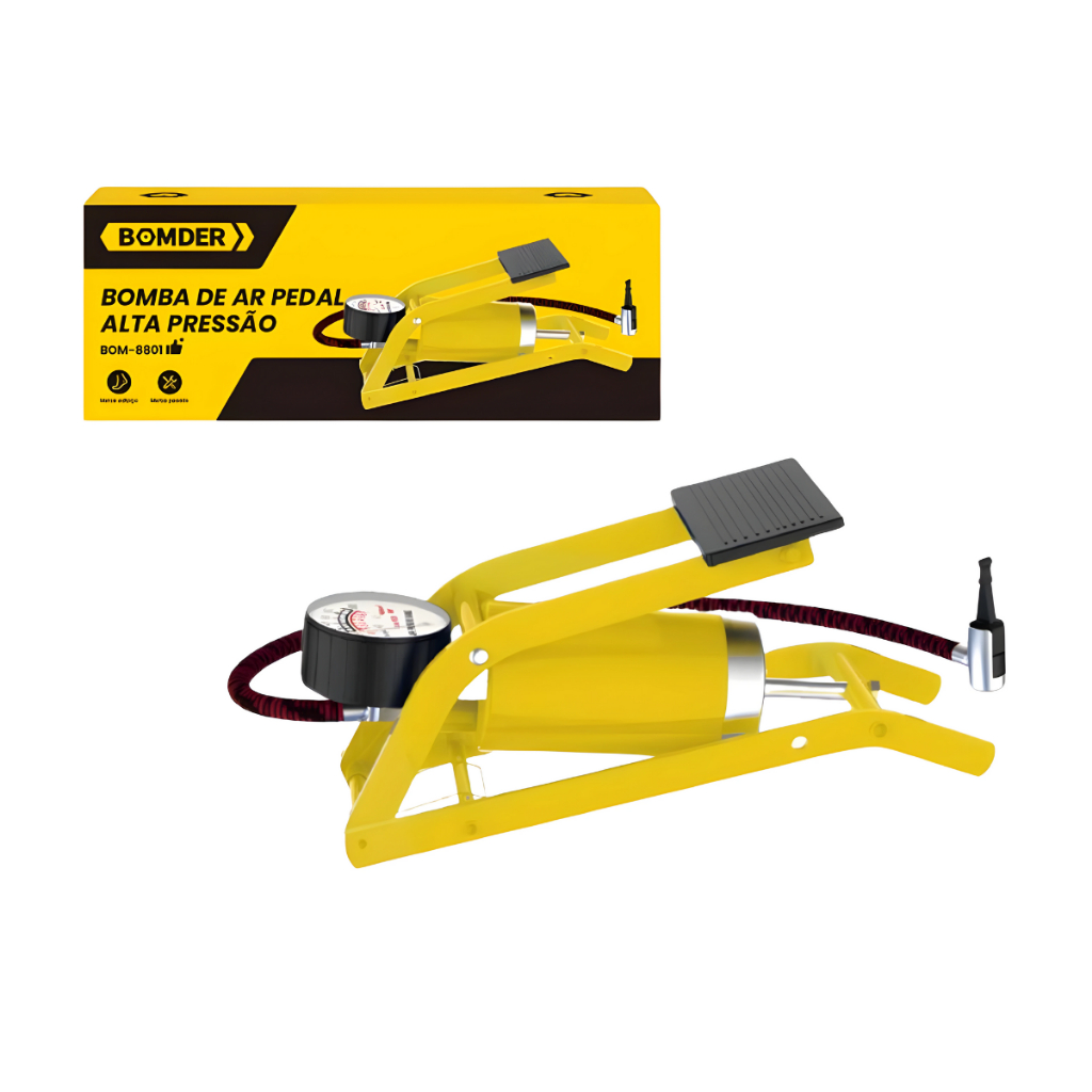 Bomba De Ar Com Pedal Alta Pressão Para Encher Pneu Moto Bike Balões Multiusos Premium
