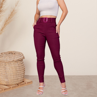 Calça Skinny Feminina Com Elastano e Cinto - ENVIO IMEDIATO