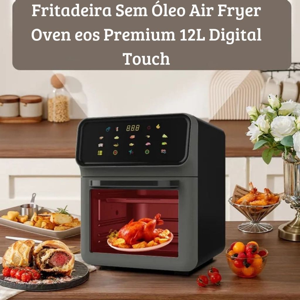 Air Fryer 12L Touch 1350W 110v Forno elétrico Air Fryer FD-1015B Acessórios de cozinha Household Max
