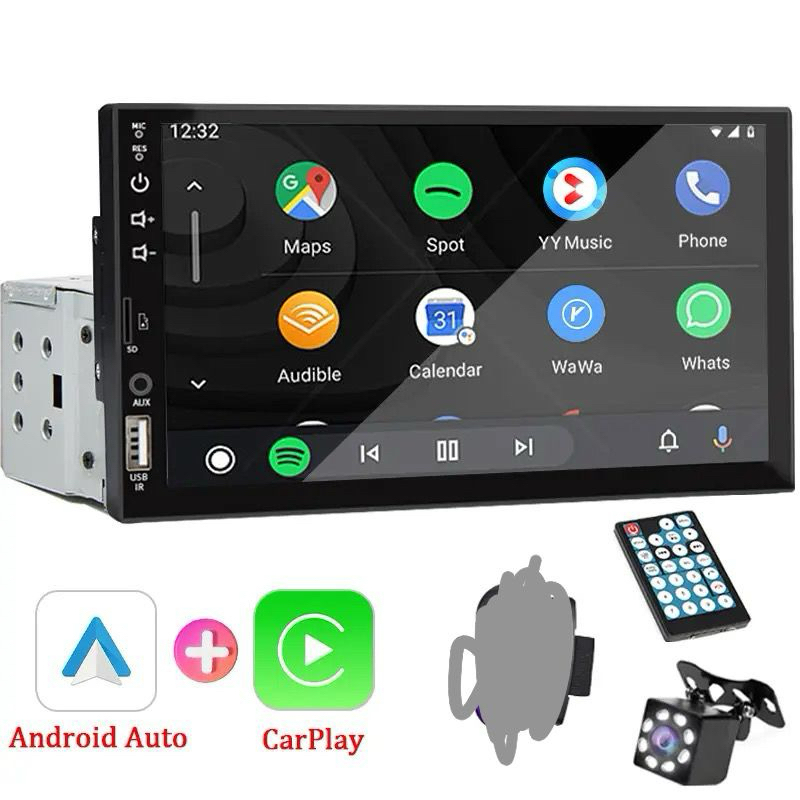 Central multimídia 1 din com Android auto e Apple CarPlay + câmera de ré