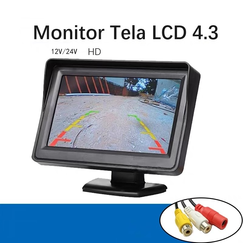 Monitor Tela Lcd 4.3 Polegadas Automotivo Imagem Colorida para Câmera de Ré Alta Qualidade
