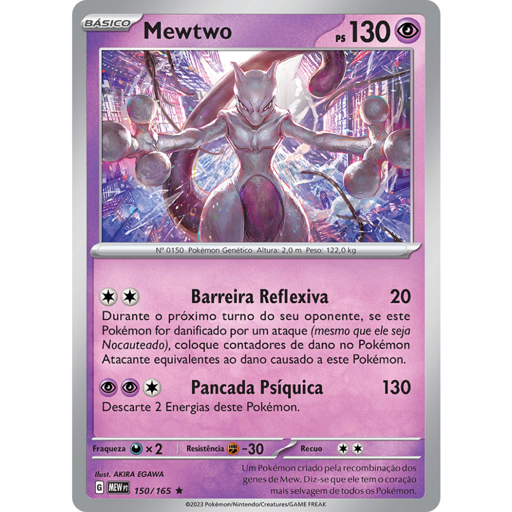 Carta Mewtwo Rara Holográfica coleção 151 - Pokémon 151 TCG Original ...