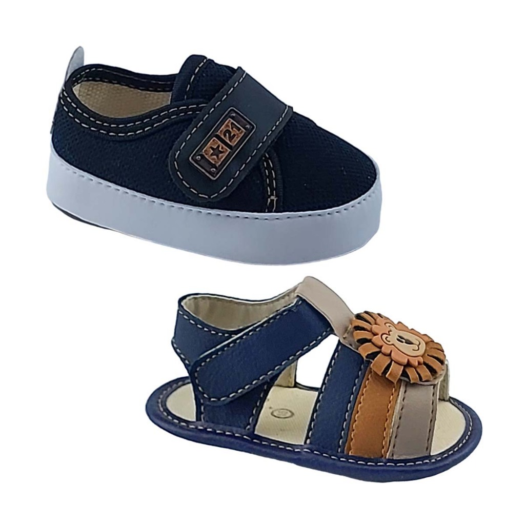 Promoção Kit 2 Pares Tênis Sandália Bebê Masculino Sapatinho Leve ...