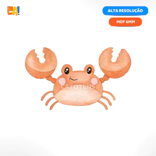 Display de chão MDF 6mm Caranguejo aquarela laranja 50cm a 90cm largura | Fundo do mar catotens