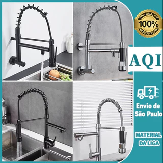 Torneira Cozinha Gourmet Monocomando Spray Extensor Bancada ou na parede Preta /prata