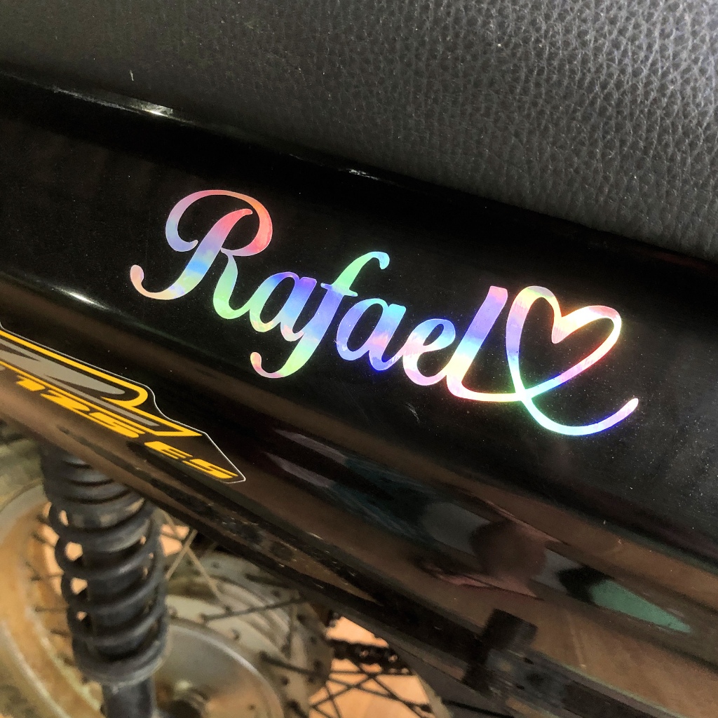 Adesivo Vinil Holográfico com seu Nome para colar em Motos Carros ...
