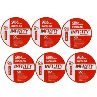 Cera Modeladora Incolor 160g Anti Frizz INFINITY LOOKS HAIR 6 Unidades Variação Vermelha
