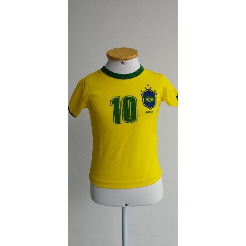 Conjunto Infantil Seleção Brasileira Camisa Azul Short Branco Meia Branca  Camisa 10 Super Oferta