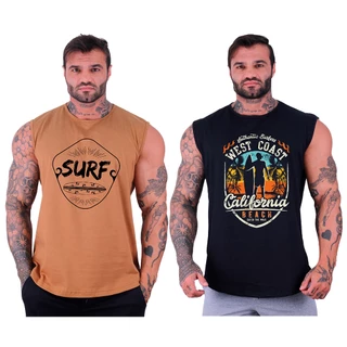 Kit 2 Regata Machão Longline MXD Conceito SURF Prancha Praia California Malibu