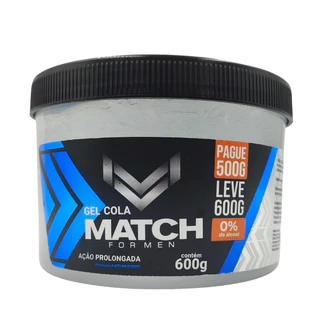 Gel Cola Incolor 600g Match ForMen Fixa E Modela Sem Álcool Alta Fixação Não Resseca - Uso Profissional