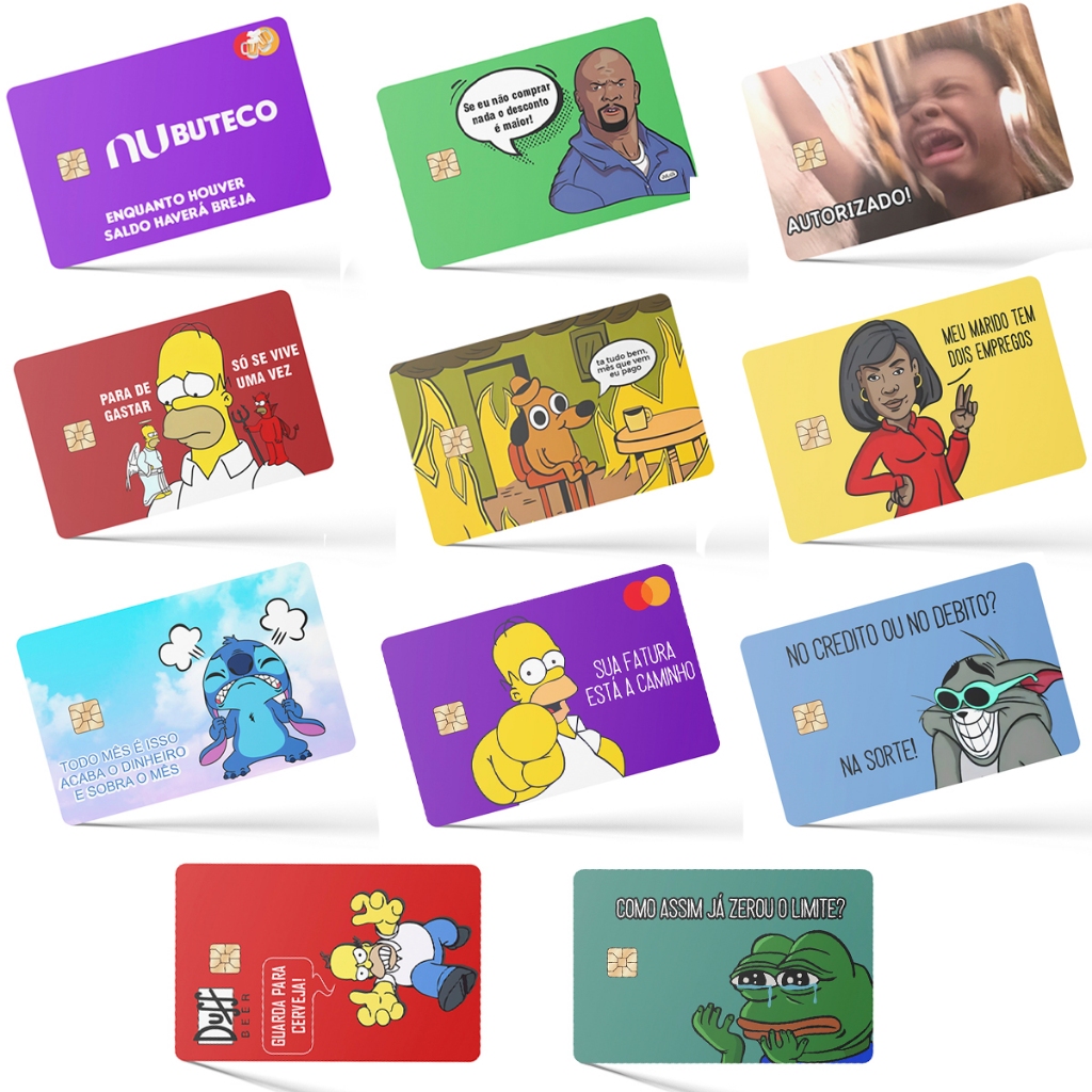 Adesivo Para Cartão de Crédito e Débito Skin Card Película Protetora Para Cartão Engraçadas Memes Unissex