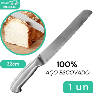 Faca de Pão 32cm Inox Escovado Premium Alta Qualidade Serra Pão