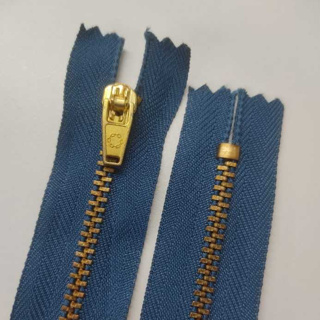 Zíper Corrente Azul 15cm GC469 Metal Fixo - 10 Unidades