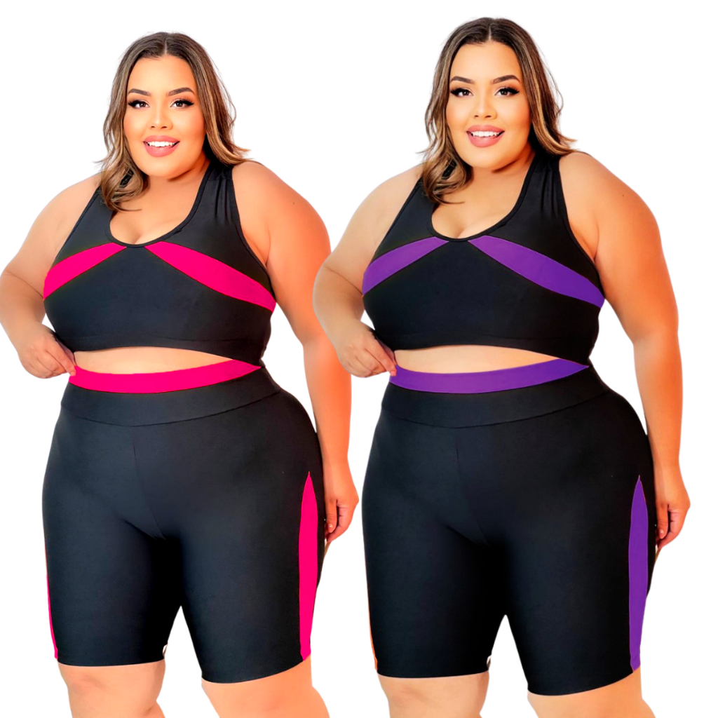 KIT 2 CONJUNTO DE ACADEMIA PREMIUM Roupa fitness PLUS SIZE G, GG