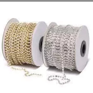 Corrente de Strass SS10 Prata ou Dourada 10 Metros, Artesanato, Colagem, Bolsas,Roupas