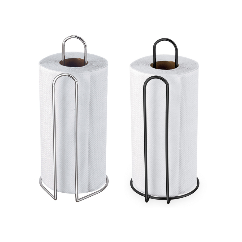 Suporte Porta Rolo de Papel Toalha Vertical Prata e Preto Passerini 357-7/636-3