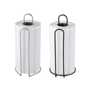 Suporte Porta Rolo de Papel Toalha Vertical Prata e Preto Passerini 357-7/636-3