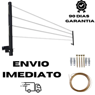 Varal de Roupa Retrátil Reforçado de Parede 60 kg + Kit de Instalação