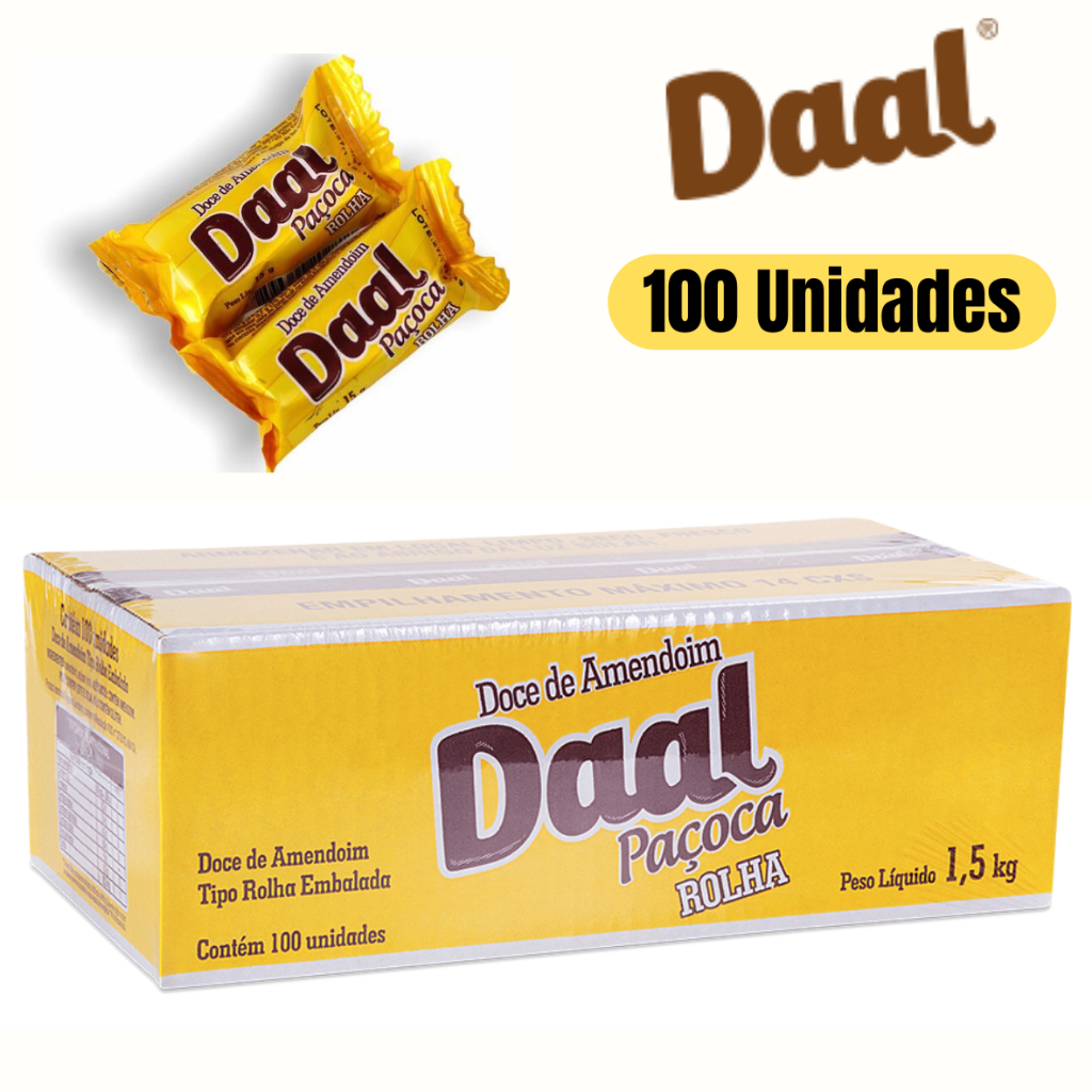 Paçoca Rolha Embrulhada c/ 100 unidades 1,5 kg – Daal | Shopee Brasil