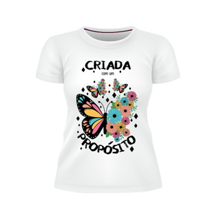 Camiseta T-shirt Mulher Feminina Estampas Variadas Algodão em DTF