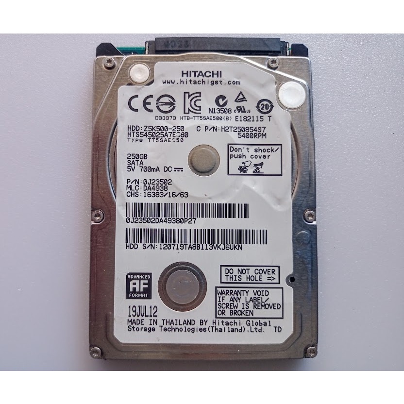 Hard Disk Interno Hitachi 250GB SATA II 5400rpm 2.5'' - Nuovo Per Laptop