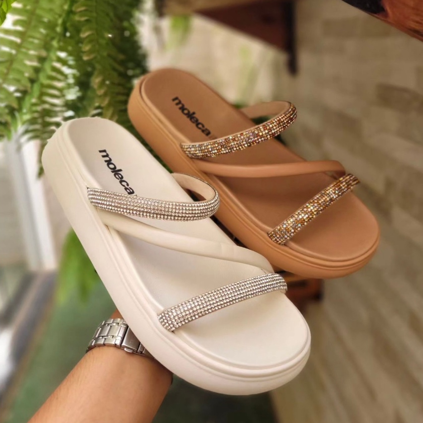 Sandalia Moleca Tratorada Tiras Strass Original 5469121 Shopee